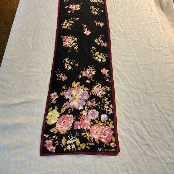 Vintage Anne Klein Silk Bright Floral Scarf - Picture 1 of 9